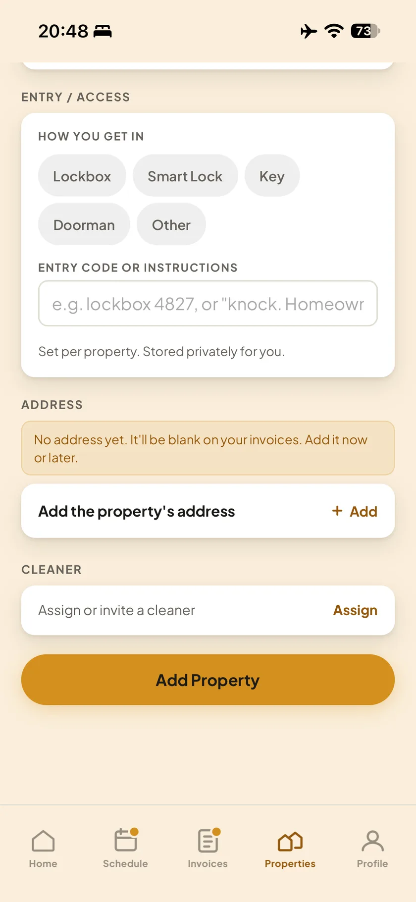 Scroll all the way to the bottom and tap Add Property. That's it.